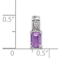 Sterling Silver Rhodium Plated Amethyst Rectangle Pendant view 3