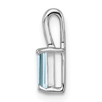 Sterling Silver Rhodium Plated Aquamarine Rectangle Pendant view 2