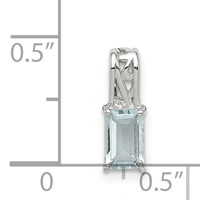 Sterling Silver Rhodium Plated Aquamarine Rectangle Pendant view 3