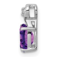 Sterling Silver Rhodium Plated Diamond and Amethyst Oval Pendant view 2