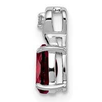 Sterling Silver Rhodium Plated Diamond & Garnet Oval Pendant view 2