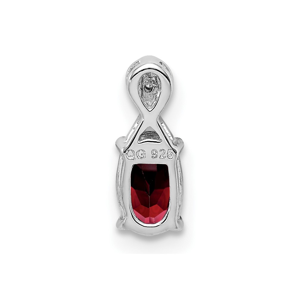Sterling Silver Rhodium Plated Diamond & Garnet Oval Pendant (QP2984GA)