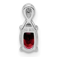 Sterling Silver Rhodium Plated Diamond & Garnet Oval Pendant view 4