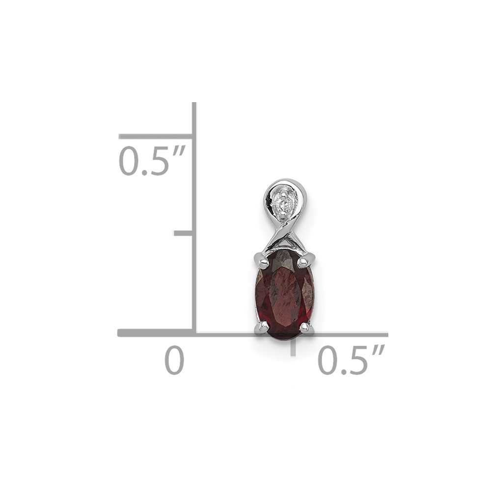 Sterling Silver Rhodium Plated Diamond & Garnet Oval Pendant (QP2984GA)