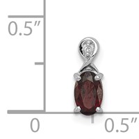 Sterling Silver Rhodium Plated Diamond & Garnet Oval Pendant view 3