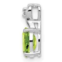 Sterling Silver Rhodium Plated Diamond and Peridot Oval Pendant view 2