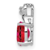 Sterling Silver Rhodium Plated Diamond & Ruby Oval Pendant view 2