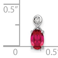 Sterling Silver Rhodium Plated Diamond & Ruby Oval Pendant view 3