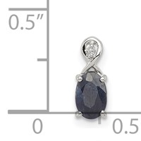 Sterling Silver Rhodium Plated Diamond & Sapphire Oval Pendant view 3