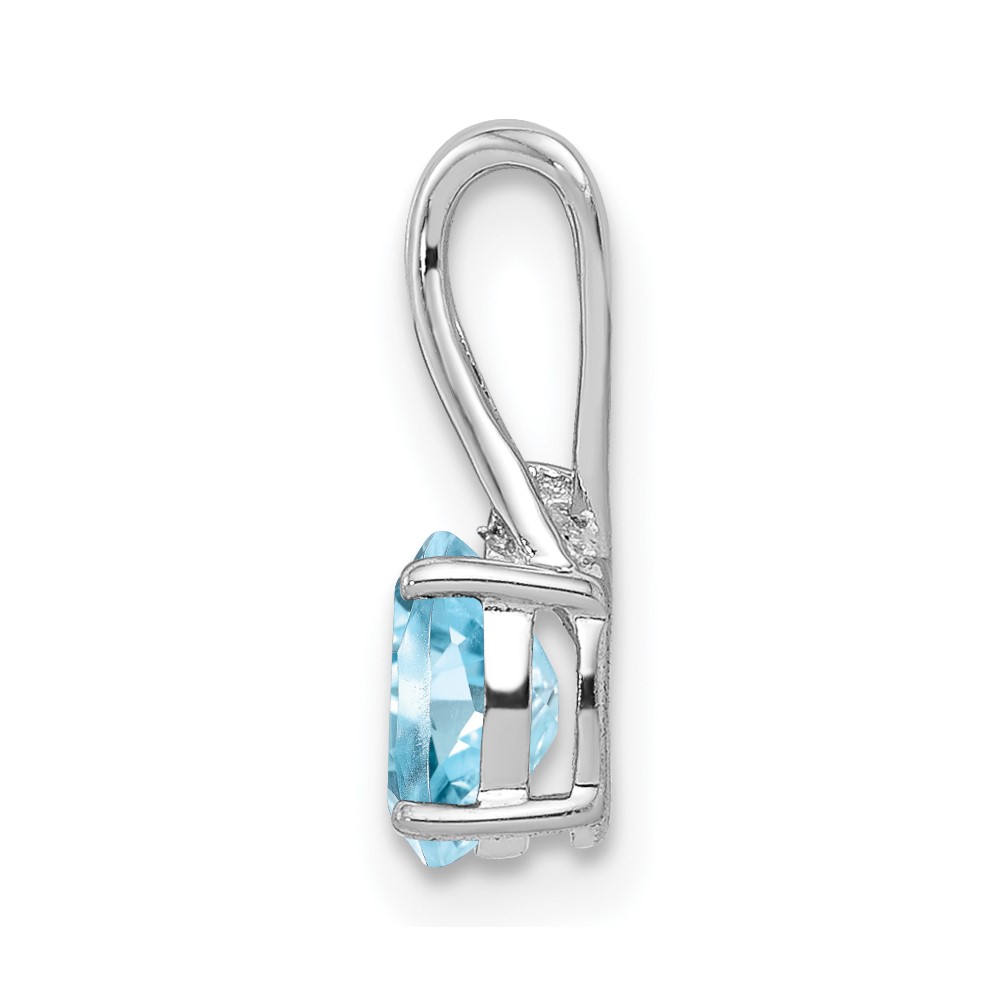 Sterling Silver Rhodium Plated Diamond & Sky Blue Topaz Oval Pendant (QP2985BT)