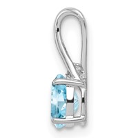 Sterling Silver Rhodium Plated Diamond & Sky Blue Topaz Oval Pendant view 2