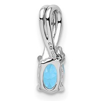 Sterling Silver Rhodium Plated Diamond & Sky Blue Topaz Oval Pendant view 4