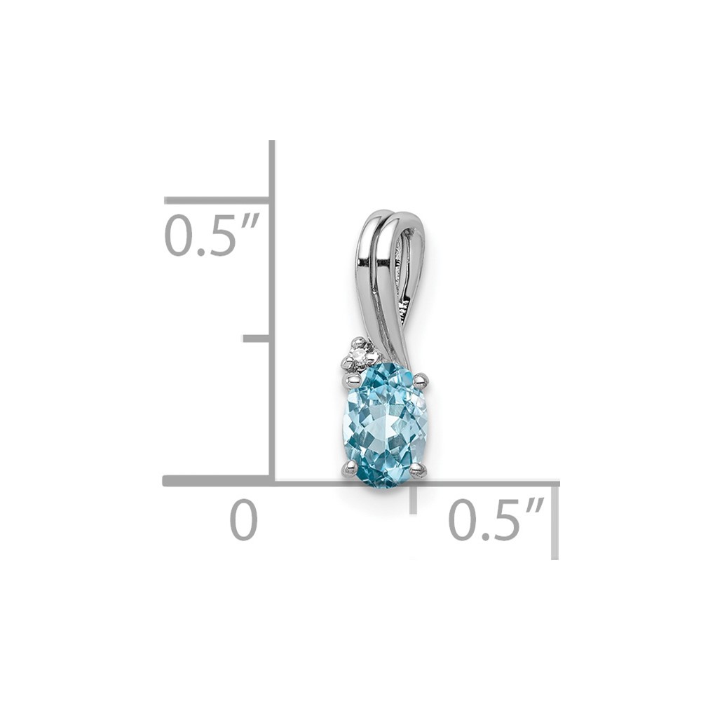 Sterling Silver Rhodium Plated Diamond & Sky Blue Topaz Oval Pendant (QP2985BT)