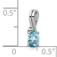 Sterling Silver Rhodium Plated Diamond & Sky Blue Topaz Oval Pendant view 3