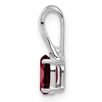 Sterling Silver Rhodium Plated Diamond Garnet Oval Pendant view 2