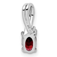 Sterling Silver Rhodium Plated Diamond Garnet Oval Pendant view 4