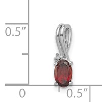 Sterling Silver Rhodium Plated Diamond Garnet Oval Pendant view 3