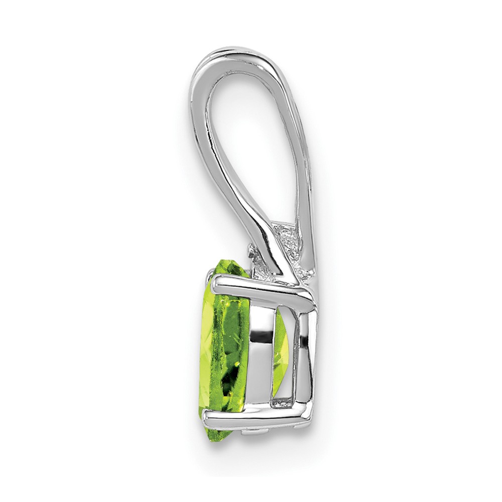 Sterling Silver Rhodium Plated Diamond and Peridot Oval Pendant (QP2985PE)