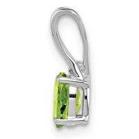 Sterling Silver Rhodium Plated Diamond and Peridot Oval Pendant view 2