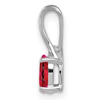 Sterling Silver Rhodium Plated Diamond & Ruby Oval Pendant view 2