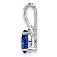 Sterling Silver Rhodium Plated Diamond and Sapphire Oval Pendant view 2