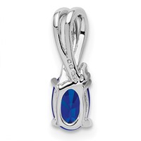 Sterling Silver Rhodium Plated Diamond and Sapphire Oval Pendant view 4