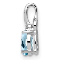 Sterling Silver Rhodium Plated Diamond & Sky Blue Topaz Oval Pendant view 2