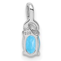 Sterling Silver Rhodium Plated Diamond & Sky Blue Topaz Oval Pendant view 4