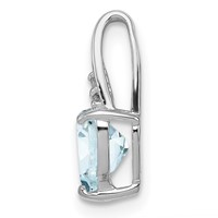 Sterling Silver Rhodium Plated Dia. & Aquamarine Heart Pendant view 2