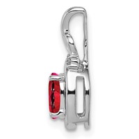 Sterling Silver Rhodium Plated Diamond & Ruby Oval Pendant view 2