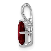 Sterling Silver Rhodium Plated Diamond & Garnet Square Pendant view 2