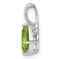 Sterling Silver Rhodium Plated Diamond and Peridot Square Pendant view 2