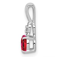 Sterling Silver Rhodium Plated Diamond & Ruby Round Pendant view 2