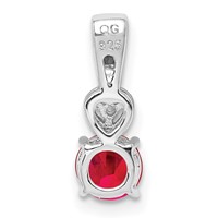Sterling Silver Rhodium Plated Diamond & Ruby Round Pendant view 4