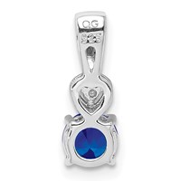 Sterling Silver Rhodium Plated Diamond & Sapphire Round Pendant view 4