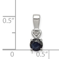 Sterling Silver Rhodium Plated Diamond & Sapphire Round Pendant view 3