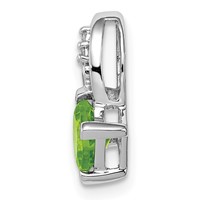 Sterling Silver Rhodium Plated Diamond and Peridot Square Pendant view 2