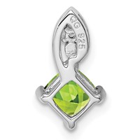 Sterling Silver Rhodium Plated Diamond and Peridot Square Pendant view 4