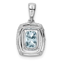 Sterling Silver Rhodium Plated White Topaz & Aquamarine Pendant view 4