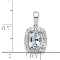 Sterling Silver Rhodium Plated White Topaz & Aquamarine Pendant view 3