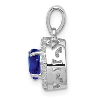 Sterling Silver Rhodium Plated White Topaz & Sapphire Pendant view 2