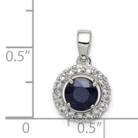 Sterling Silver Rhodium Plated White Topaz & Sapphire Pendant view 3