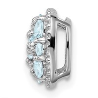 Sterling Silver Rhodium Plated Aquamarine Square Pendant Slide view 2