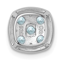Sterling Silver Rhodium Plated Aquamarine Square Pendant Slide view 4