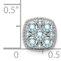 Sterling Silver Rhodium Plated Aquamarine Square Pendant Slide view 3