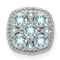 Sterling Silver Rhodium Plated Aquamarine Square Pendant Slide view 1