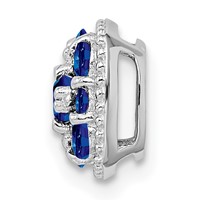Sterling Silver Rhodium Plated Sapphire Square Pendant Slide view 2
