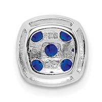 Sterling Silver Rhodium Plated Sapphire Square Pendant Slide view 4