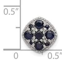 Sterling Silver Rhodium Plated Sapphire Square Pendant Slide view 3