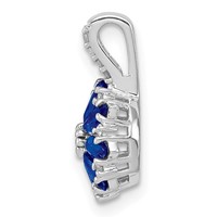 Sterling Silver Rhodium Plated Diamond & Sapphire Pendant view 2